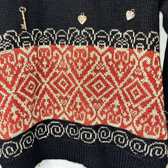 VTG Carole Little Charms Sweater Wmn Sm Grandma Geometric Wool Blend Unique Rare - Picture 8 of 13